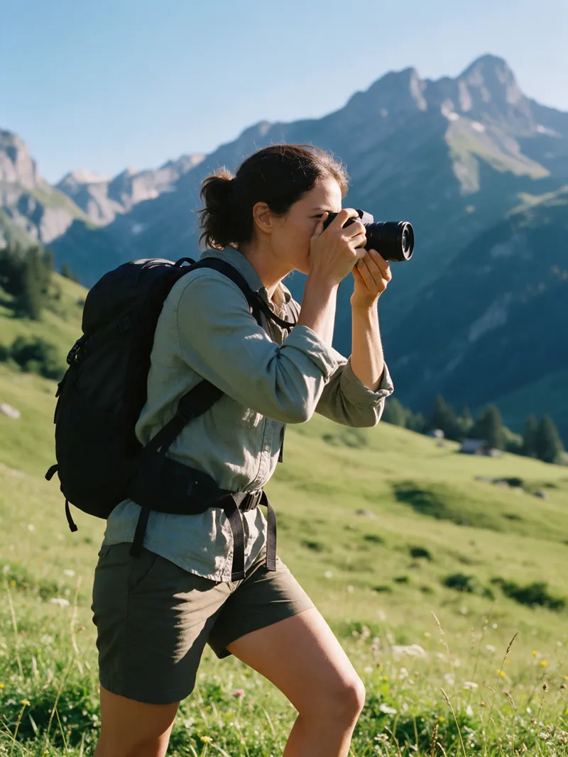 Wanderin fotografiert in den Bergen